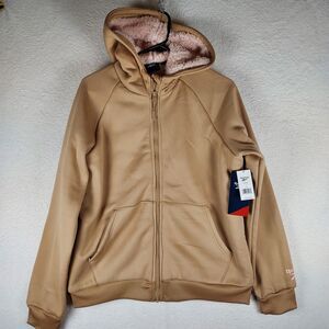 Reebok Women's Beige Jacket Size Medium Warm Coat Pink Lining